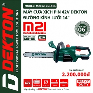 Cưa xích dekton 42v M21x2CS14BL ( chưa pin và sạc)