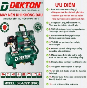 Máy Nén Khí Không Dầu Dekton DK-AC2910pro