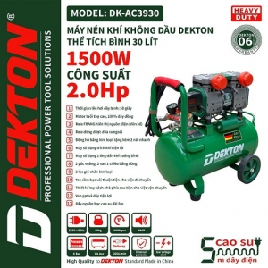 Máy nén khí không dầu Dekton 2hp DK AC 3930 - 30L
